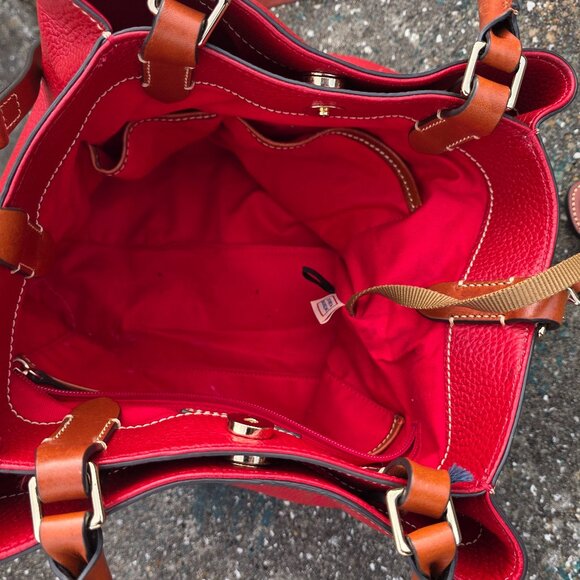 DOONEY & BOURKE Red Pebble grain leather Brenna Satchel handbag - Picture 6 of 6